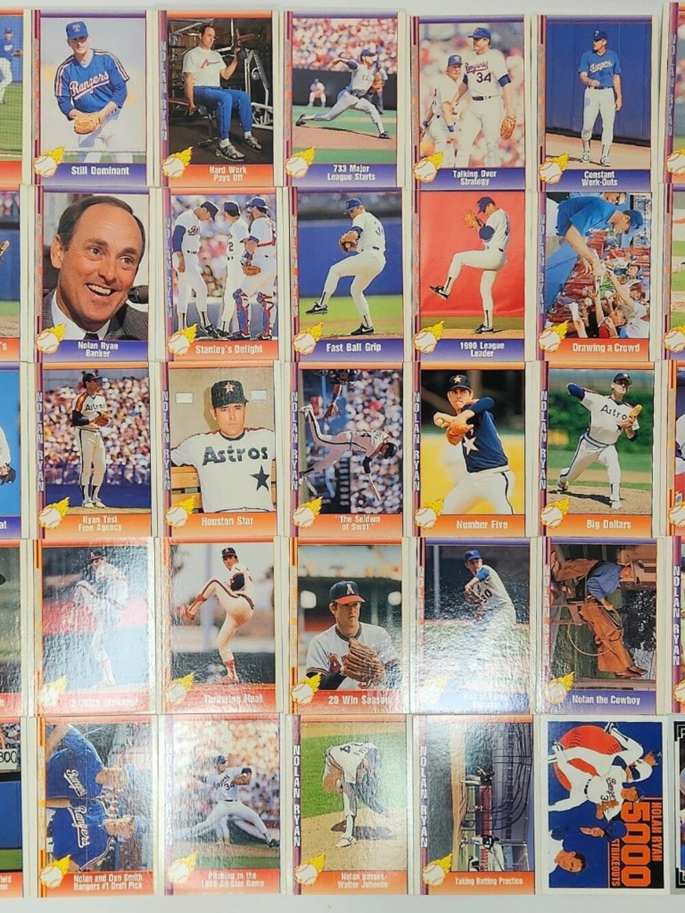 Nolan Ryan 1991 Pacific Baseball Trading Card Lot Set of 35 - Angels Mets Astros